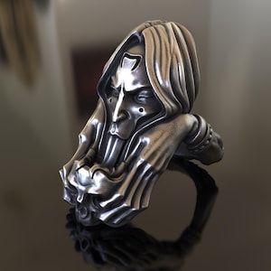 Vampire Witch Ring, 925 Sterling Silver, Gothic Jewelry, Dark Fantasy, Handcrafted Occult Ring, Wiccan, Pagan, Halloween Gift, Supernatural