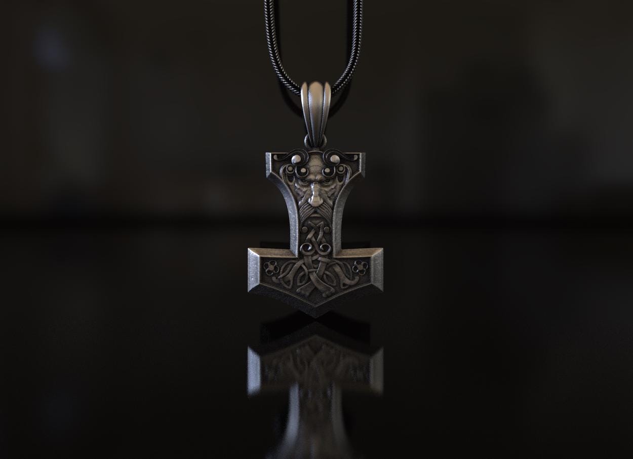 Silverly Collana Con Martello Di Thor In Argento Sterling 925 - Ciondolo Vichingo Con Nodo Trinity Su Catena 45 Cm - Gioiello Uomo E Donna
