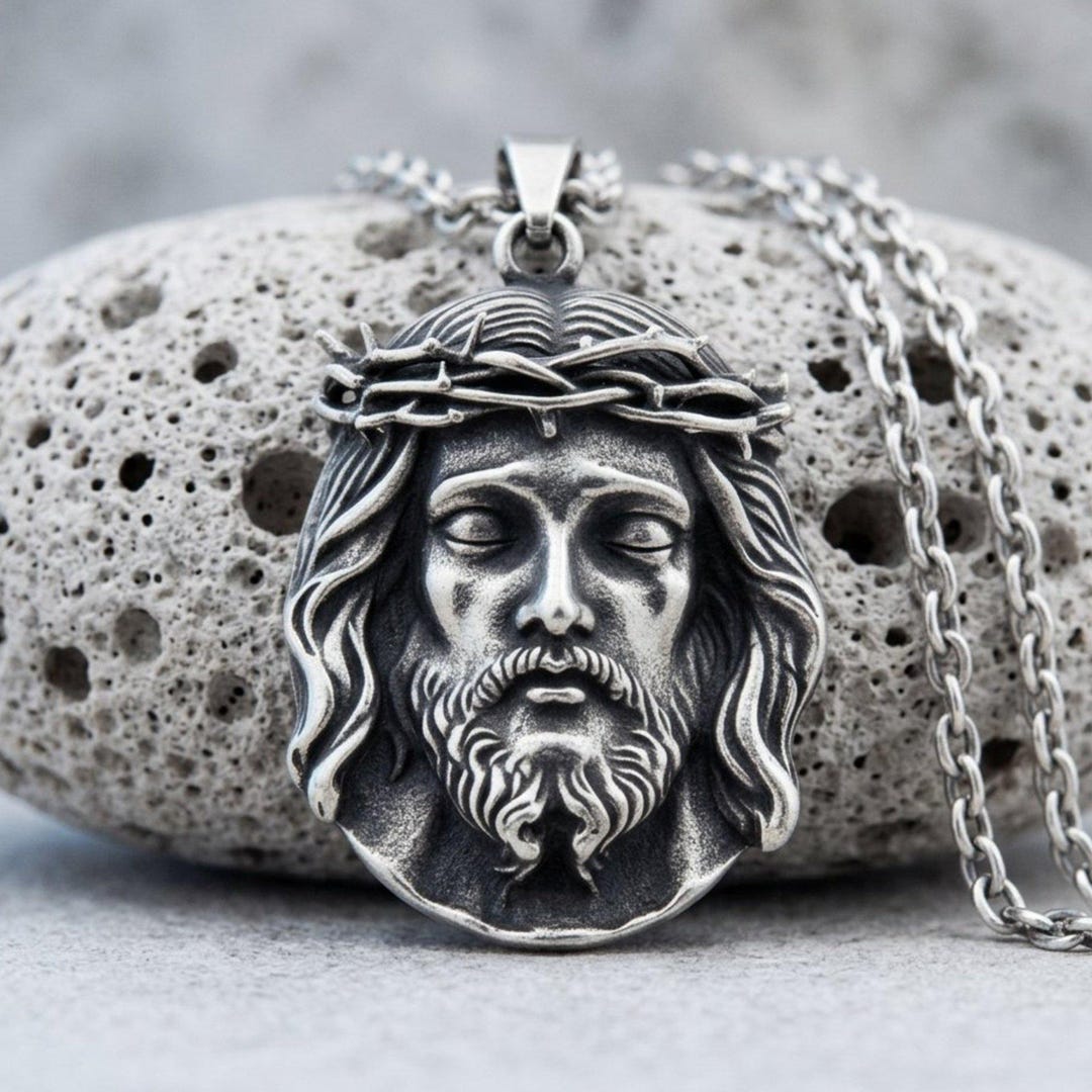 Jesus Christ Crown of Thorns Pendant Necklace 925 Sterling Silver
