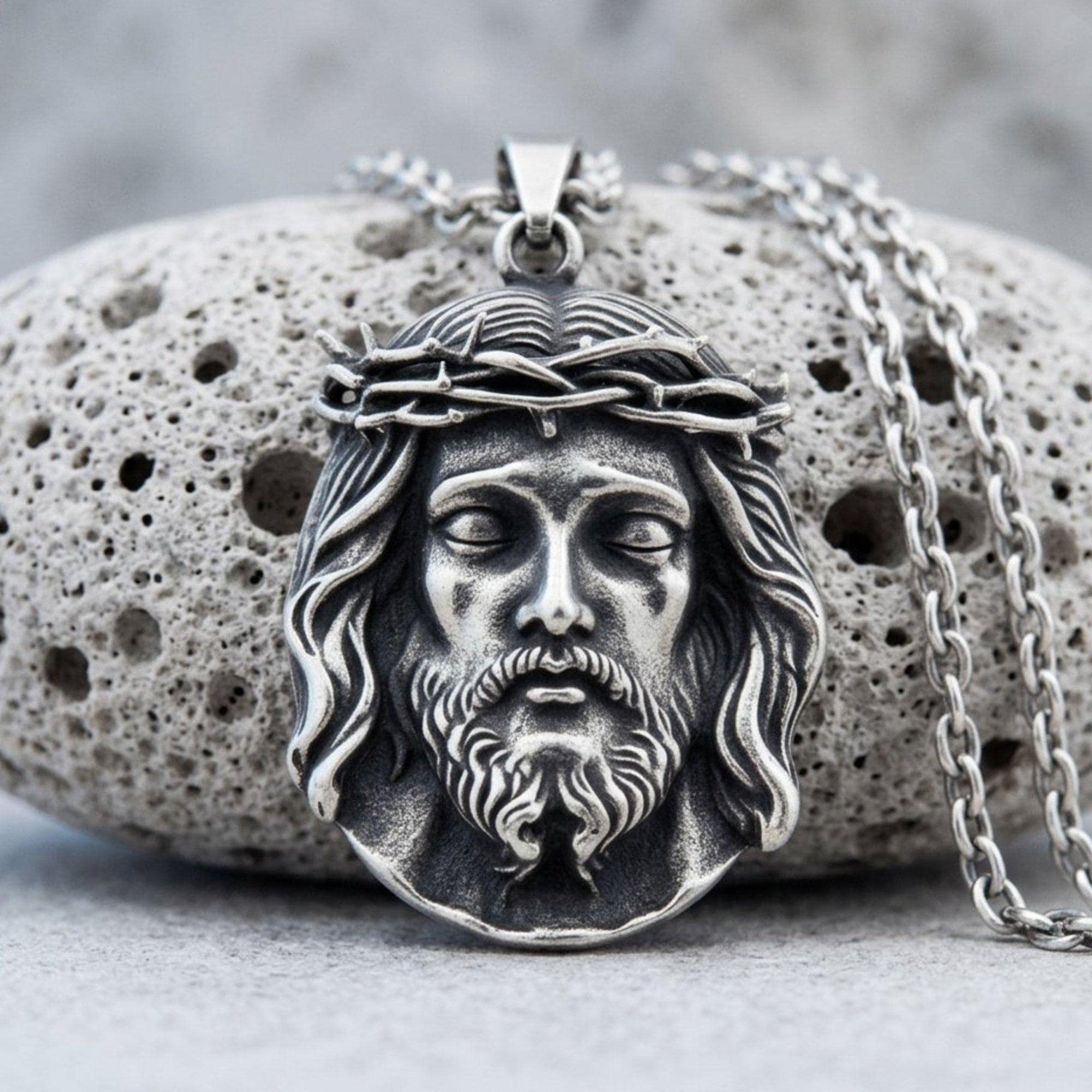 Jesus Christ Crown of Thorns Pendant Necklace 925 Sterling Silver
