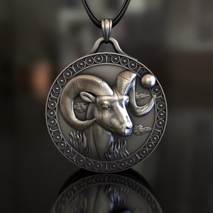 Aries Zodiac Pendant, 925 Sterling Silver, Handcrafted Astrology-Inspired Jewelry, Unisex Symbol of Courage & Determination, Unique Piece