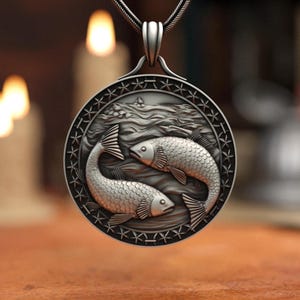 Wisiorek zodiakalny Ryby, srebro próby 925, ręcznie robiona biżuteria inspirowana astrologią, symbol intuicji i kreatywności dla obu płci, unikatowy egzemplarz