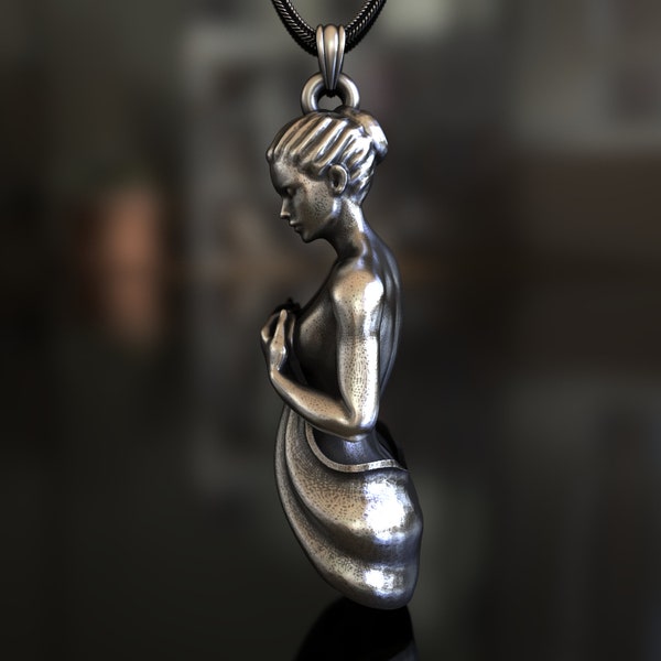 Colgante Mujer Elegante, Plata de Ley 925, Joyería Artesanal de Inspiración Femenina, Símbolo Unisex de Fuerza Belleza, Pieza Única de Declaración