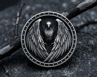 Majestic Eagle with Detailed Wings Sterling Silver Lapel Pin, Intricate 925 Silver Bird Design for Suits, Unique Men's Brooch Pin Gift