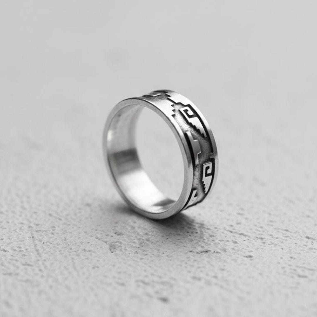 Aztec Pattern Ring: Traditional Mayan Design (sterling Silver, Sizes 5 ...