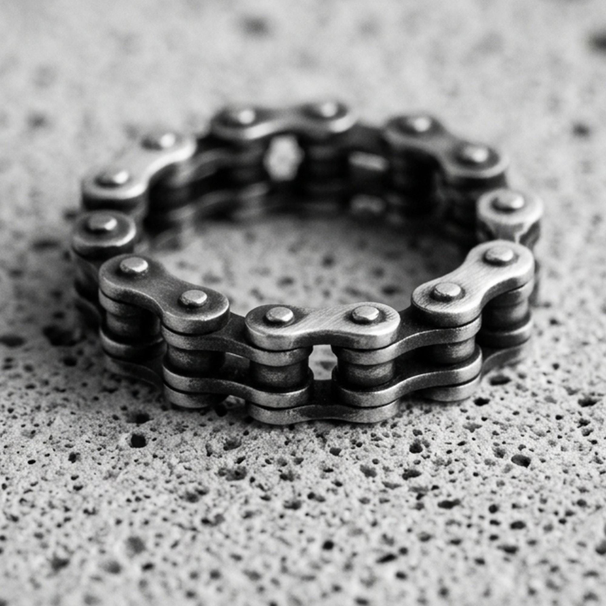 Bicycle Moto Chain Ring - 925 Sterling Silver - Bike Chain Wedding