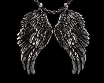 Angel Wings Necklace 925 Sterling Silver | Guardian Angel Pendant | Feather Jewelry | Protection Amulet | Handmade Silver Gift