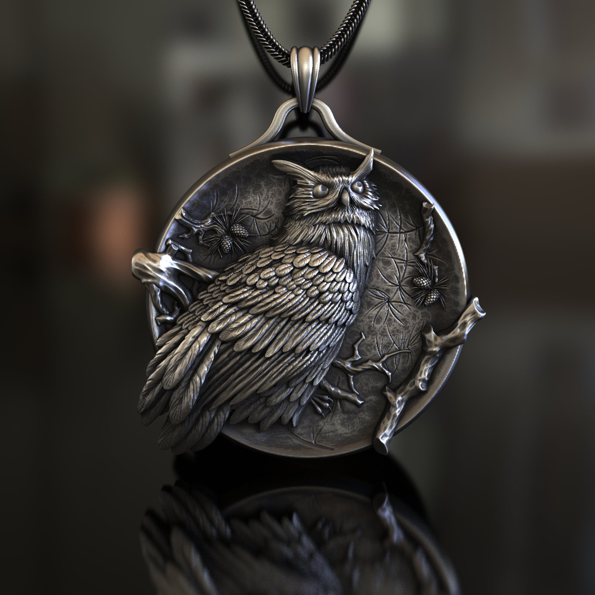 Ketting RVS uil hanger | Sieraden