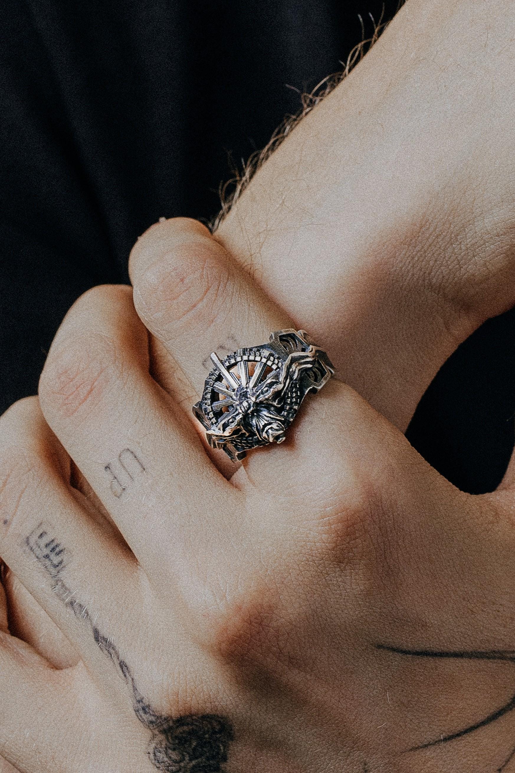 Legend of Lucii Ring - Handmade 925 Sterling Silver Mens Signet