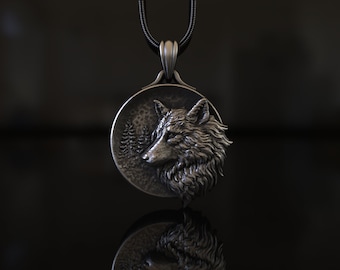 Collar de lobo, colgante de lobo 3D hecho a mano, collar salvaje de plata de ley 925, joyería de animales, collar vikingo, regalo de amante de los animales, regalo de marido