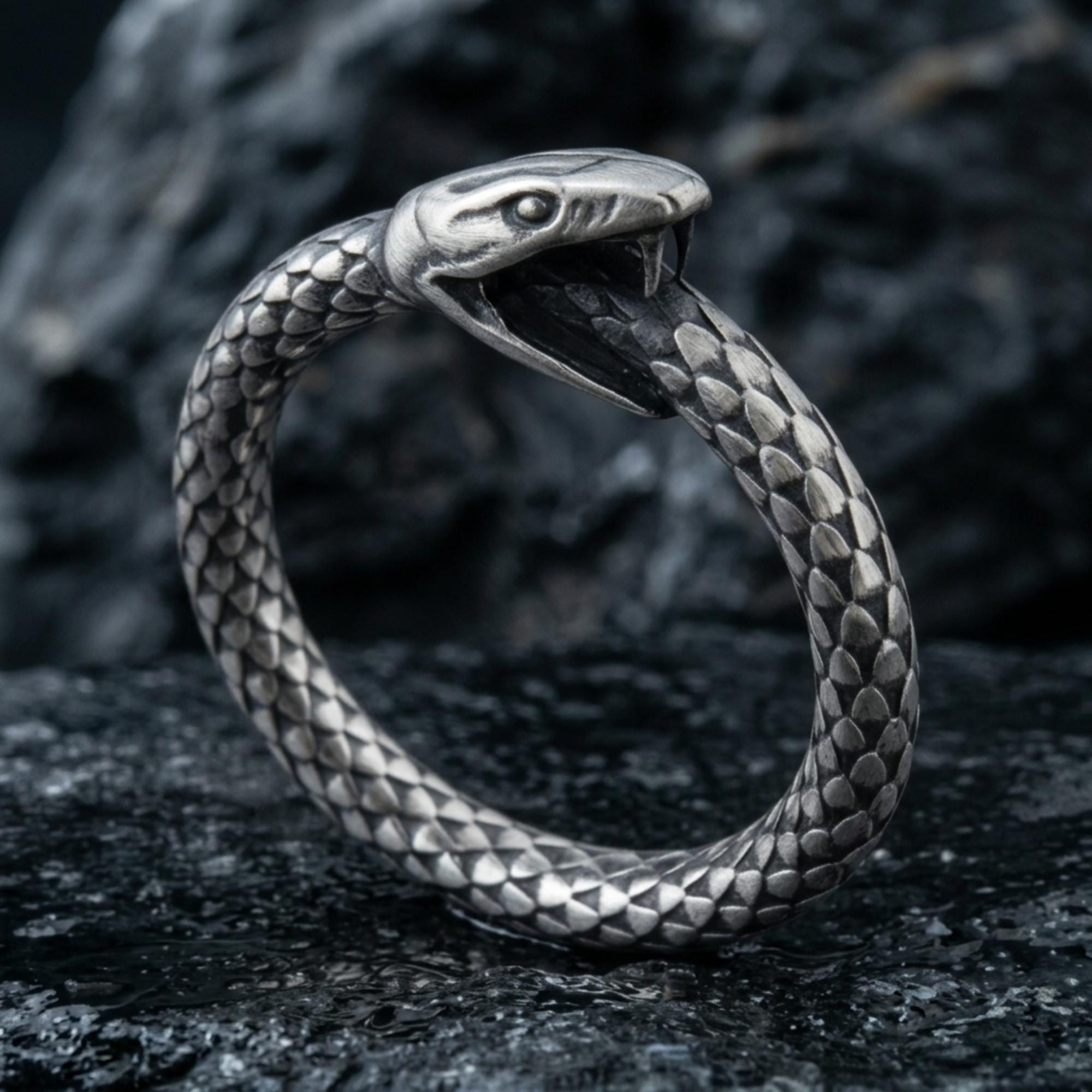 Ouroboros Snake Ring - 925 Sterling Silver - Ancient Symbol