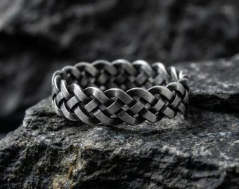 Celtic Knot Norse Ring, Handcrafted 925 Sterling Silver Viking-Inspired Design Unisex Jewelry Perfect Gift Lovers of Celtic & Norse Heritage