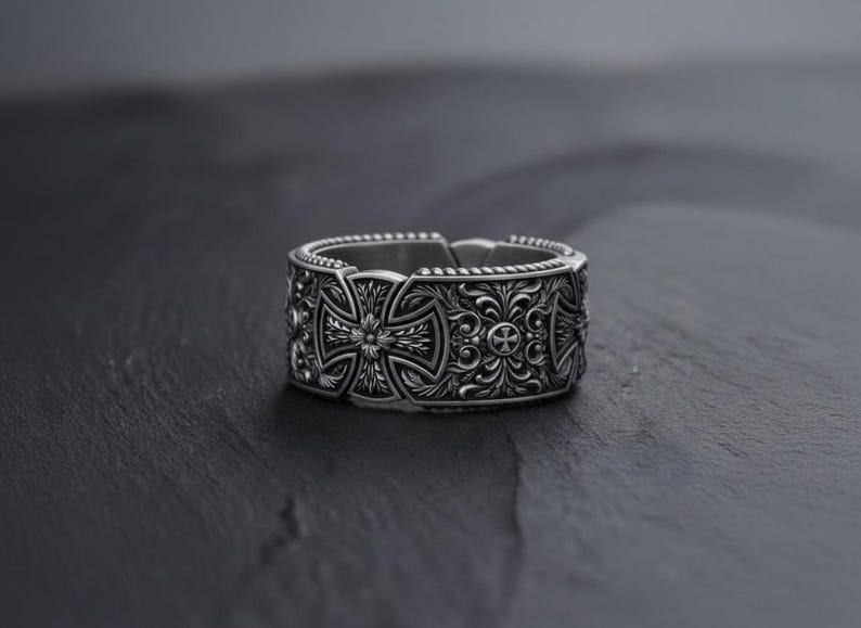 Alisee Patee Maltese Cross Ring 925 Sterling Silver 14K Gold Vermeil ...