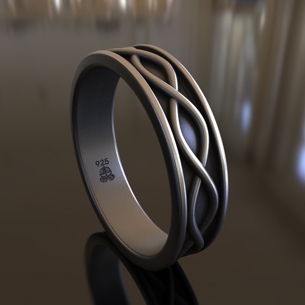 Alianza de boda infinita de plata de ley 925: hecha a mano, diseño atemporal, unisex, símbolo de amor eterno, regalo perfecto de boda o aniversario