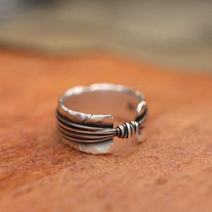 Handmade 925 Silver Textured Ring | Chunky Unisex Statement Band | Modern Artisan Jewelry