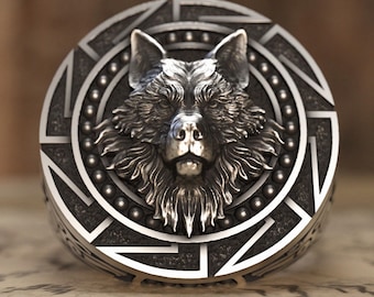 Wolf Sterling Silver Ring, Viking Wolf Oxidized Ring, Nordic Handmade Wolf Ring, Animal Jewelry, Gift For Men