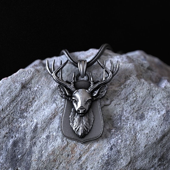 925 Sterling Silber Halskette Mit Hirschkopf Anhänger Charm