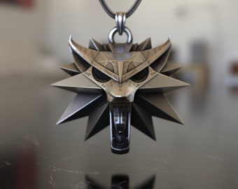 Collana artigianale con emblema della scuola del lupo in argento sterling 925 Fantasy RPG, collana Geralt di Rivia perfetta per i giocatori e gli amanti della fantasia