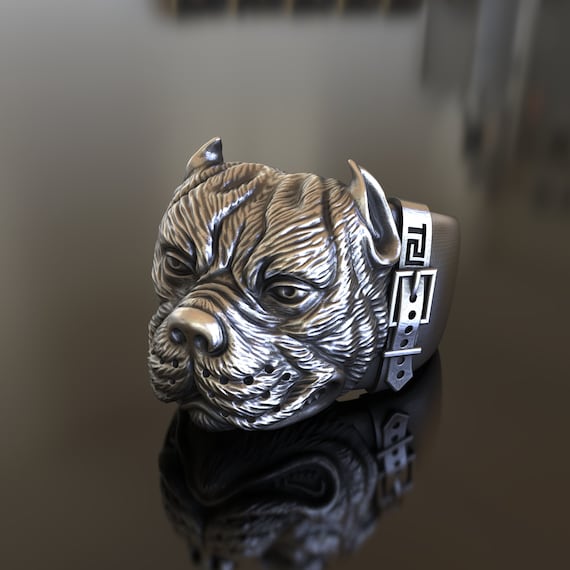 Pitbull Ring - 925 Sterling Silver Handcrafted Pitbull-inspired 