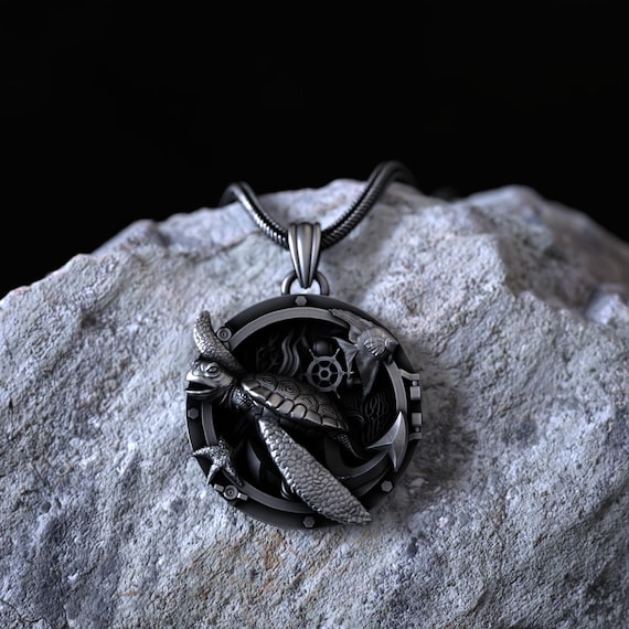 Beach Ocean Life - Collana con ciondolo a forma di tartaruga marina, stella marina, in argento Sterling 925, catenina da 16 – 43 – 45 cm