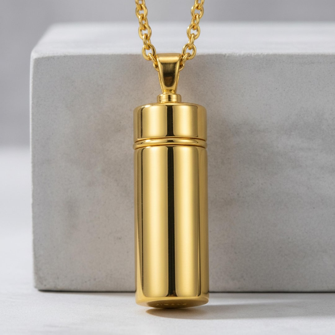 Functional Capsule Pendant 925 Sterling Silver 14K Gold Vermeil