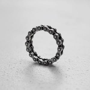 Bicycle Moto Chain Ring - 925 Sterling Silver - Bike Chain Wedding Band - Symbol of Journey & Adventure - Handcrafted Cycling Jewelry