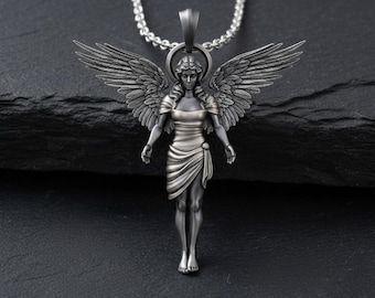 ネックレス・ペンダント Necklaces of Guardian of the Spirit Guardian Angel Pendant 925 Sterling Silver Oxidized Finish Winged