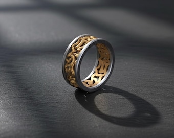 Tree Branch Ring 925 Sterling Silver Two Tone Gold Vermeil Nature Inspired Band Unisex Wedding Ring