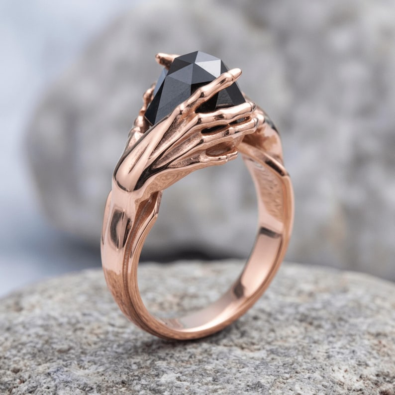 Ring of Telekinesis, Handcrafted 925 Sterling Silver Intricate Psychic Power Design Unisex Mystic Jewelry Perfect Gift for Sci-Fi Fantasy Rose Plated Silver