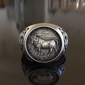 Handcrafted 925 Sterling Silver Taurus Ring - Unique Zodiac Jewelry - Unisex - Perfect Gift for Birthdays or Special Occasions