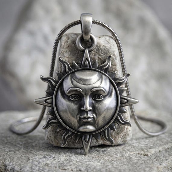 Sun Pendant, 925 Sterling Silver, Handcrafted Celestial-inspired
