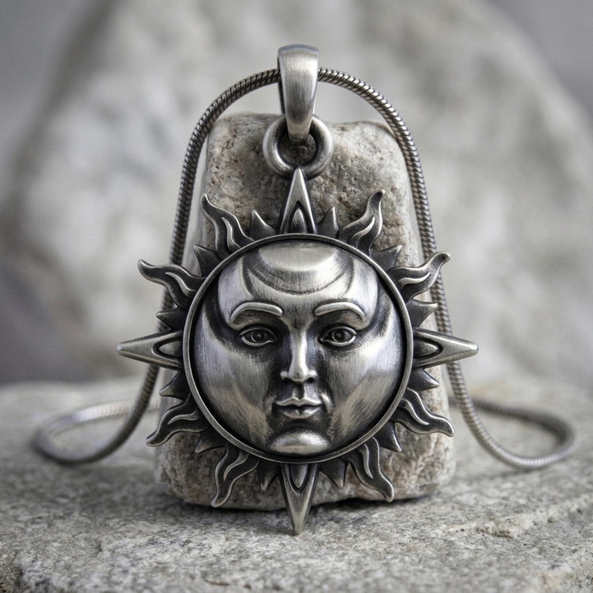 Sun Pendant, 925 Sterling Silver, Handcrafted Celestial-inspired