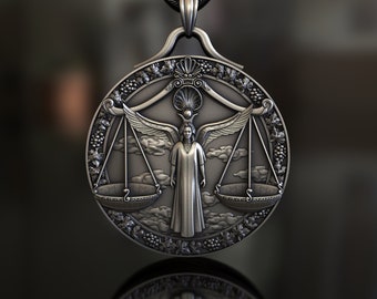 Colgante Libra Zodiac, Plata de Ley 925, Joyería artesanal inspirada en la astrología, Símbolo unisex de equilibrio y armonía, Pieza única