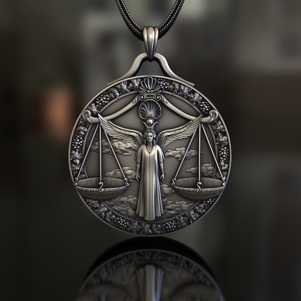 Pendentif Balance Zodiac, Argent Sterling 925, Bijoux inspirés de l'astrologie fabriqués à la main, Symbole unisexe d'équilibre et d'harmonie, Pièce unique