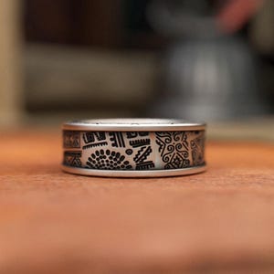 Polynesian Tribal Ring | 925 Sterling Silver Ethnic Inspired Jewelry | Maori Symbolic Band