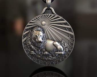 Colgante Leo Zodiac, Plata de Ley 925, Joyería hecha a mano inspirada en la astrología, Símbolo unisex de coraje y liderazgo, Pieza única
