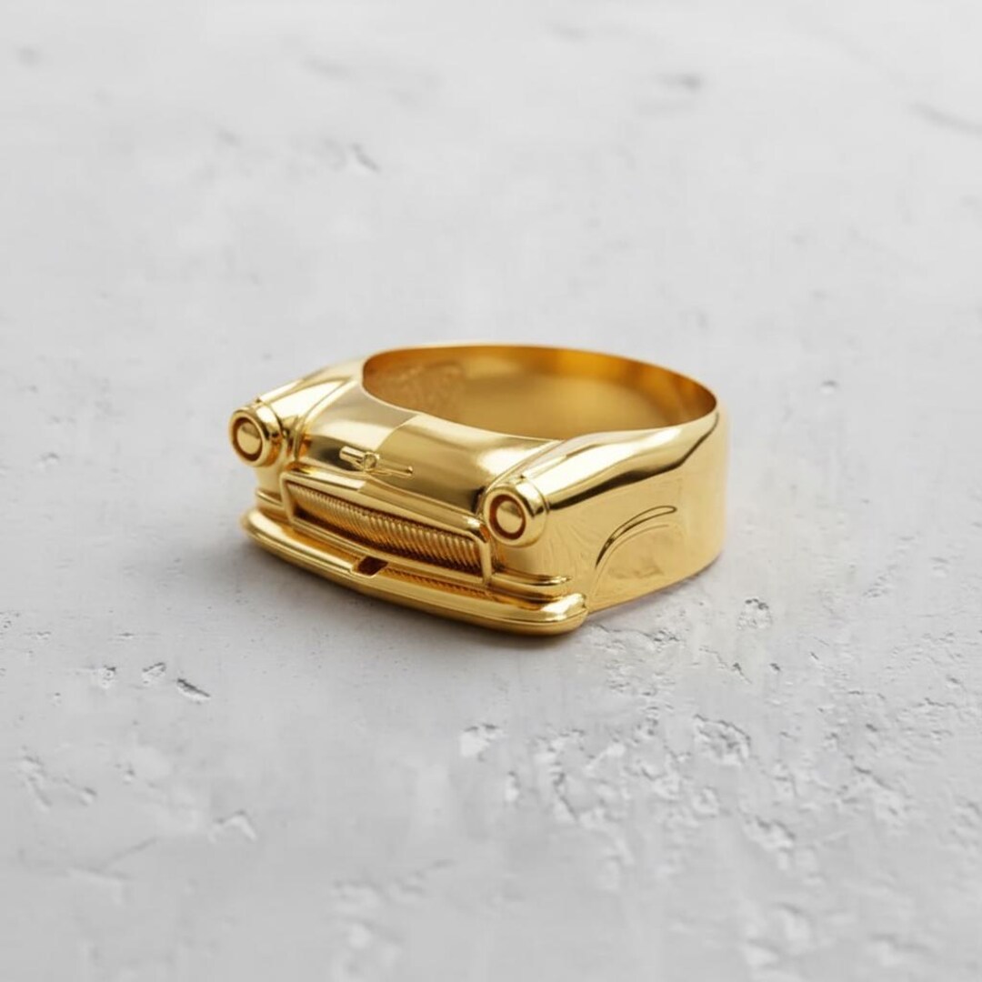 Classic Car Ring 925 Sterling Silver Gold Vermeil Vintage Automobile ...