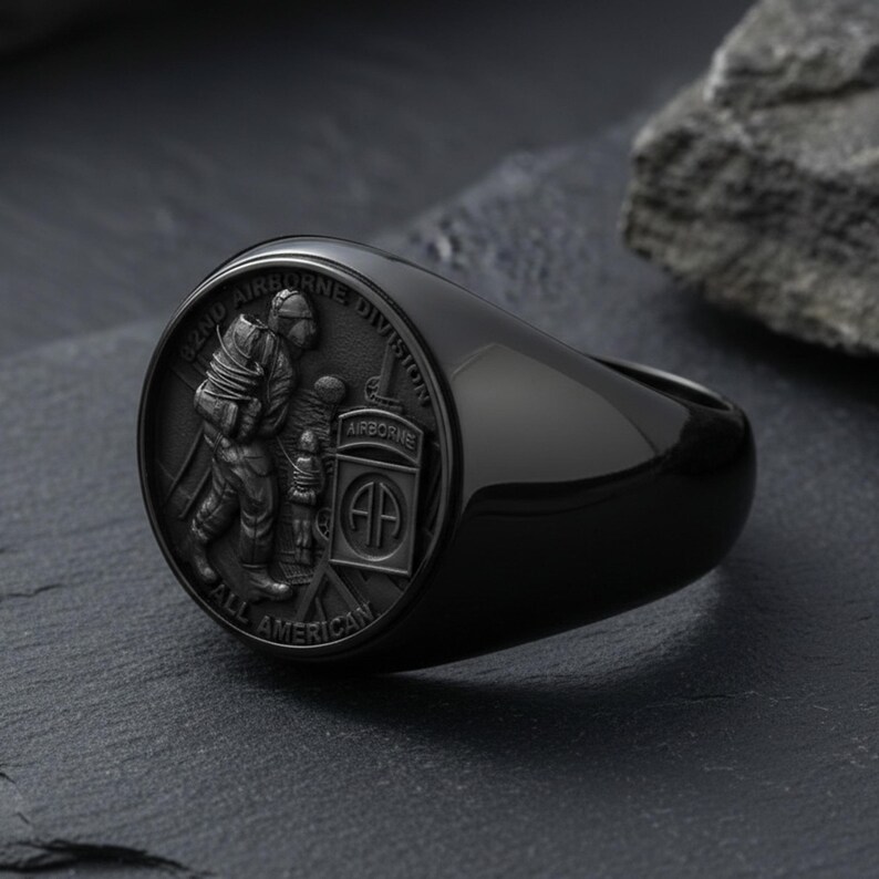82nd Airborne Division Ring 925 Sterling Silver Oxidized Finish ...