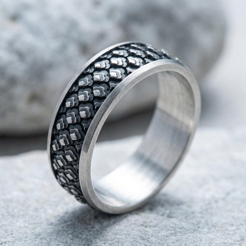 Gold Men Wedding Ring Japanese Art Inspired Wave Pattern Unique Engagement Band Traditional Craftsmanship Timeless Elegance Limited Edition image 10