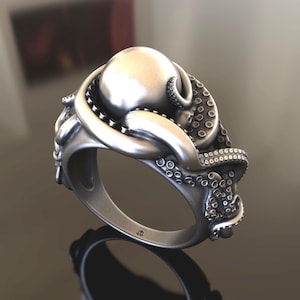 Octopus 925 Silver Ring, Handcrafted, Adjustable, Unisex, Ocean-Inspired, Unique Design, Tentacle Band, Gift for Sea Lovers, Artisan Made