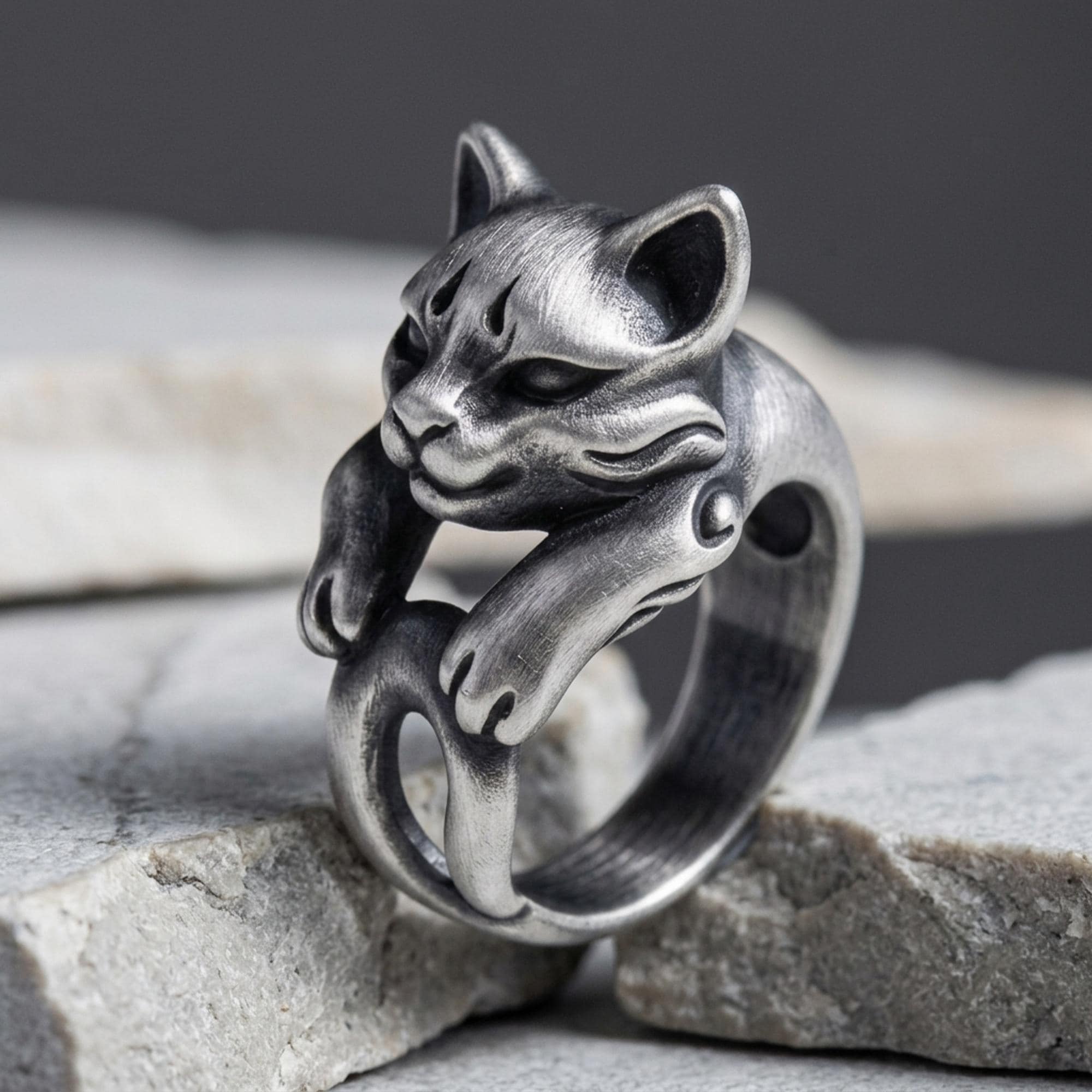 Adorable 925 Sterling Silver Cat Ring - Handcrafted, Adjustable