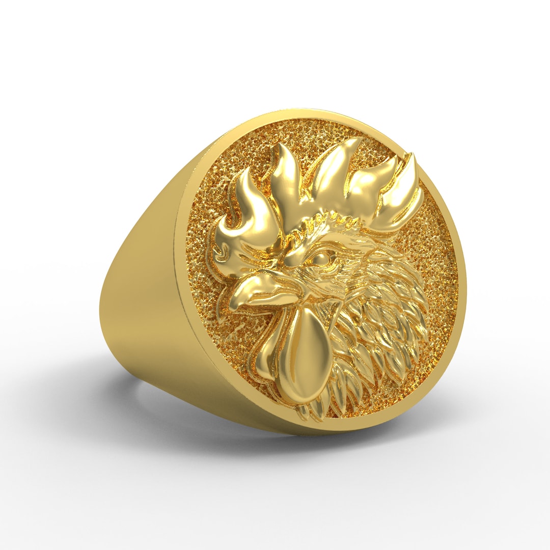 Exquisite Rooster Themed Gold Ring - Handcrafted Animal-inspired ...