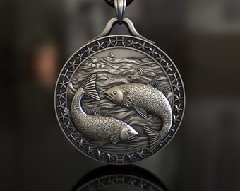 Colgante del Zodíaco Piscis, Plata de Ley 925, Joyería artesanal inspirada en la astrología, Símbolo unisex de intuición y creatividad, Pieza única