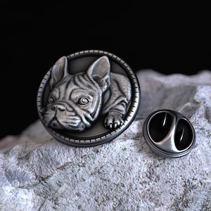 Handcrafted 925 Sterling Silver French Bulldog Lapel Pin Animal Lover Jewelry Cute Dog Breed Brooch Pet Themed Fashion Accessory
