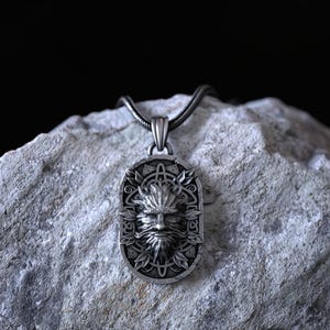 925 Sterling Silver Green Man Pendant Necklace Celtic Mythology Inspired Tree Spirit Amulet Nature Forest Guardian Detailed Leaf Design