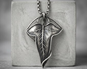 Silver Necklace Elvish Leaf Pendant 925 Sterling Silver Botanical Jewelry Handcrafted Nature Inspired Gift