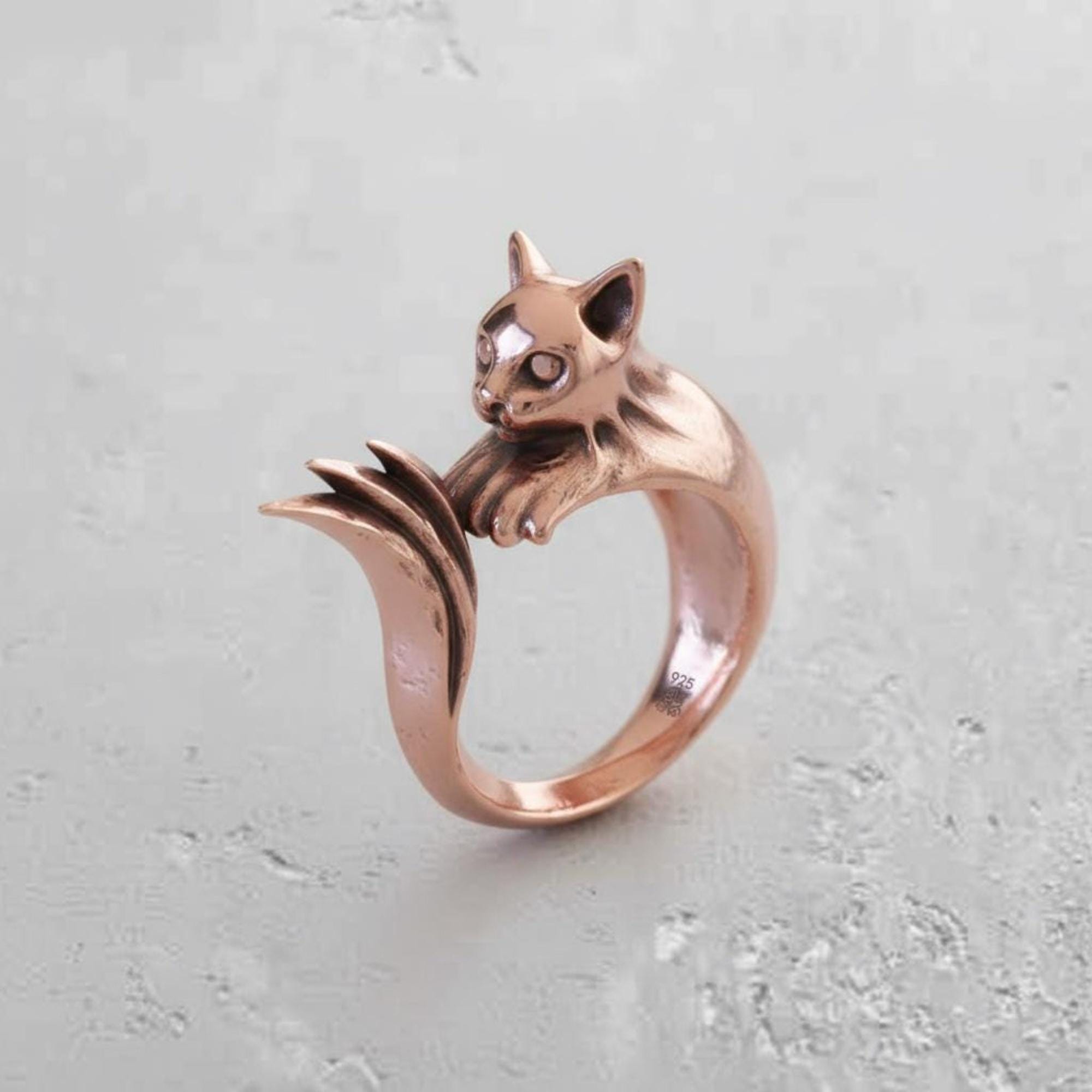 925 Sterling Silver Cat Ring - Handcrafted, Unisex, Feline