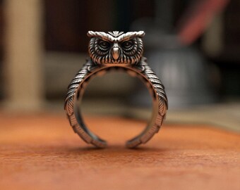 フクロウのシルバーリング 925スターリングシルバー 自然をモチーフに