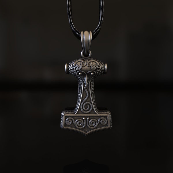 Viking Mjolnir Necklace, Thor's Hammer Pendant, Personalized Viking Runes Necklace, Viking Jewelry, Strength Amulet Norse Mythology Asatru