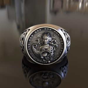 Elegant 925 Sterling Silver Virgo Ring - Handcrafted Zodiac Jewelry - Unisex - Perfect Gift for Birthdays or Special Occasions